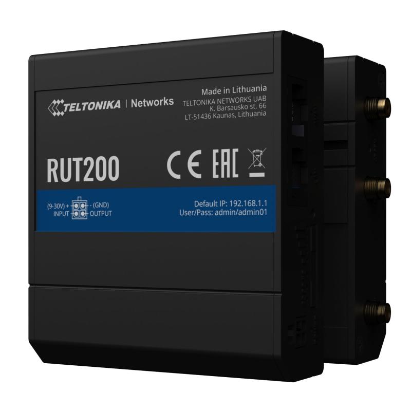 Teltonika RUT200 Industrial Cellular Router 4G LTE, Wi-Fi, WAN, RMS