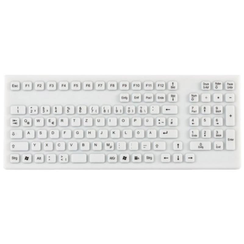 medizinische Silikontastatur, DE, USB TKG-106-IP68-WHITE-USB-DE