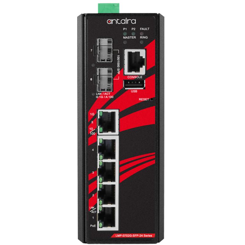 7-Port Managed POE+ Switch, EOT -40&deg; - 75&deg;C